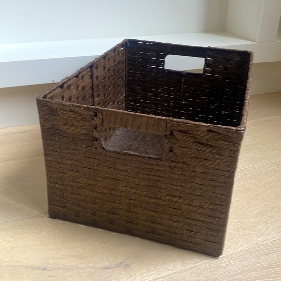 Woven Storage Basket with handles in brown - Picture 2 of 5